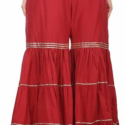 houseofcommon Women Regular Fit Maroon Viscose Rayon Trousers image 2