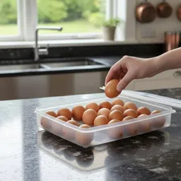 Plate Kitchen Rack 24 Grid Egg Storage Box with Cover, 24 Slot Organizer for Fridge Plastic-image-21