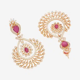Kushal's Fashion Jewellery Gold-Plated Teardrop Shaped Drop Earrings image 3