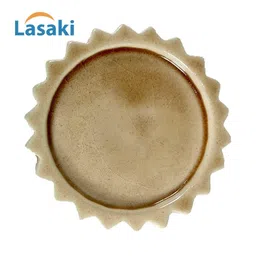 LASAKI Celty 2Pcs Brown Ceramic Lightweight Round Flower Planter Trays image 2