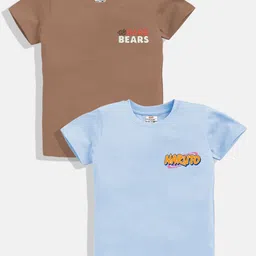 YK X Minute Mirth Boys Pack of 2 Printed Round Neck T-shirts-picture-35