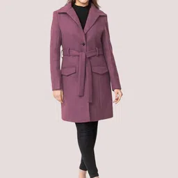 Mabish Notched Lapel Tweed Belt Woollen Overcoat-picture-24