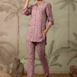 Aralia Printed Shirt Collar Neck Shirt With Trousers Co-Ords-picture-22