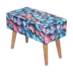 Shadowkart Blue & Pink Printed Wooden Rectangle Shaped Ottomans image 2