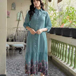 MOJILAA Printed Fit & Flare Midi Dress-image-31