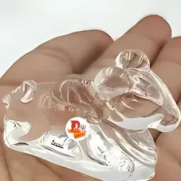 DARIDRA BHANJAN Transparent 2 Pieces Shivling With Nandi Religious Idol Showpiece image 3