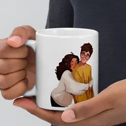 Mr UVD White & Brown Graphic Printed Ceramic Matte Mug 350 ml-picture-40