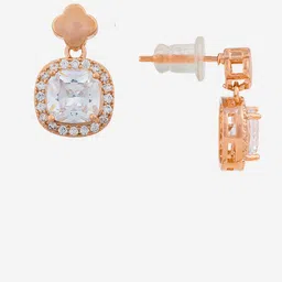 Kushal's Fashion Jewellery Rose Gold-Plated Classic Zircon Drop Earrings image 3