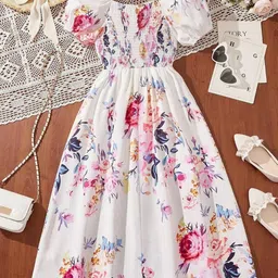 Miss & Chief Girls Floral Printed Smocked Tiered Fit & Flare Maxi Dress-picture-11