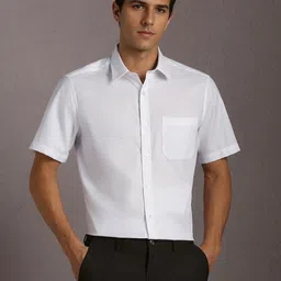 Louis Philippe Spread Collar Short Sleeves Regular Fit Pure Cotton Formal Shirt-picture-16