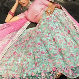 Zeel Clothing Embroidered Sequinned Semi-Stitched Lehenga With Unstitched Blouse & Dupatta image 3