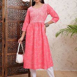 Vishudh Women Floral Printed Flared Sleeves Sequinned Kurta-picture-21