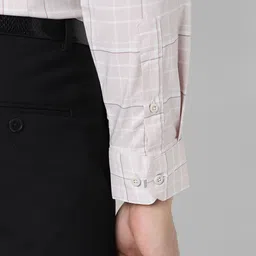 Van Heusen Windowpane Checked Spread Collar Slim Fit Formal Shirt image 5