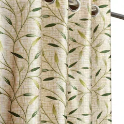 GEET CREATIONS Green & Beige Set of 3 Floral Room Darkening Door Curtain image 4