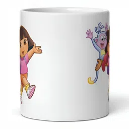 Mr UVD White & Pink Cartoon Characters Printed Ceramic Glossy Mugs 350 ml image 2