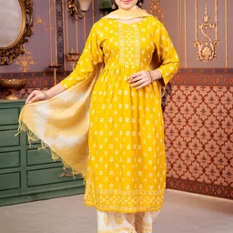 BAESD Girls Printed Regular Kurta with Palazzos & Dupatta-picture-32