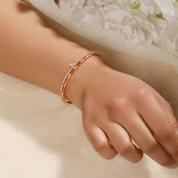 Jazz and Sizzle Gold-Plated American Diamond Studded Bangle-Style Bracelet image 3