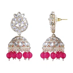 I Jewels Gold Plated Kundan Stone Studded & Beaded Jewellery Set image 5