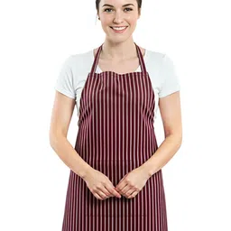 HOMESTIC Maroon Striped Waterproof Apron With Front Pocket-picture-18