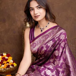 DIVASTRI Woven Design Zari Pure Silk Banarasi Saree-picture-36