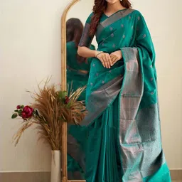 Anjaneya Sarees Woven Design Zari Silk Blend Banarasi Saree-picture-17
