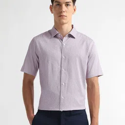 Arrow Geometric Printed Short Sleeves Cotton Formal Shirt-picture-25