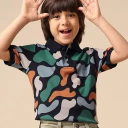 u.s. polo assn. kids Uspa Kids Boys Abstract Printed Regular Fit Polo Cotton T-shirt-picture-44
