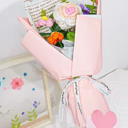 Ekhasa Pink & Orange Rose Crochet Artificial Flowers Bouquet-picture-33