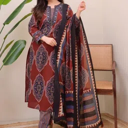 MILAAV Women Ethnic Motifs Printed Regular Kurta with Trousers & With Dupatta-image-22