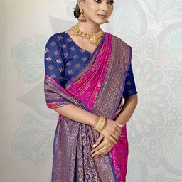 Anouk Rustic Floral Woven Design Kanjeevaram Saree image 5