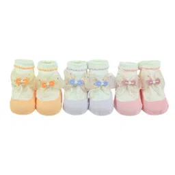 Yellow Bee Infant Girls Pack Of 3 Patterned Bow Accent Cotton Socks image 3