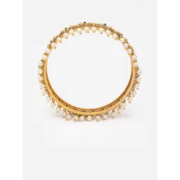 panash PANASH- Set Of 2 24 CT Gold-Plated Antique Bangles image 2