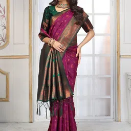 KALINI Magenta Art Silk Woven Design Sarees image 2
