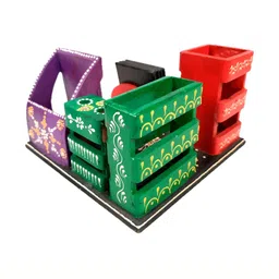 apka mart Red & Green Printed Wooden Multi-Utility Organisers image 4