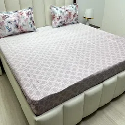 Pure Decor Royal Majestic Grey Printed Pure Cotton 350 TC King Bedsheet Set 2.74m x 2.74m-picture-18