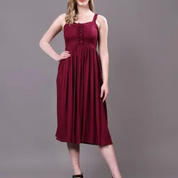 MODA-Q Women Solid A-Line Midi Dress-picture-16