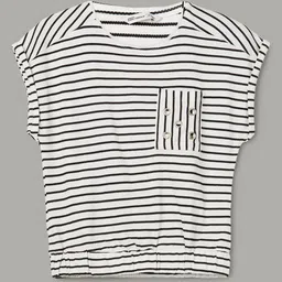 Fame Forever by Lifestyle Girls Striped Extended Sleeves Monochrome Pockets T-shirt-image-39