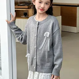 LULU & SKY Girls Bow Accent Cardigan Sweater image 4