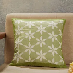 Fabindia Jarul Green & White Floral Printed Cutwork Cotton Square Cushion Covers image 4