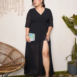 Berrylush Curve Georgette Fit & Flare Midi Dress image 1