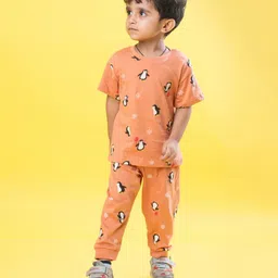 Orange Sugar Unisex Kids Printed T-shirt with Pyjamas-picture-19