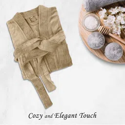 HOUSSE Beige 550 GSM Shawl Collar Bath Robe With Wheels-picture-33