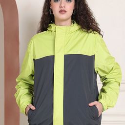 HOUSE OF VEDAS Color Blocked Waterproof Hooded Rain Jacket-picture-12