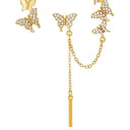 FIMBUL Women Gold-Plated Butterfly Design Stud and Chain Drop Earrings-picture-18