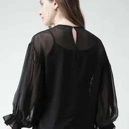 KASSUALLY Women Polka Dot Print Georgette Top image 5