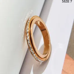 TEULRIP Rose Gold-Plated Zircon-Studded Anti Tarnish Finger Ring image 5