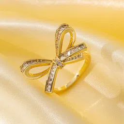 MYKI Gold-Plated Stone-Studded Finger Ring image 1