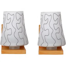 1ST TIME Black & White Printed Wood Contemporary Frustum Shaped Wall Lamp-picture-32