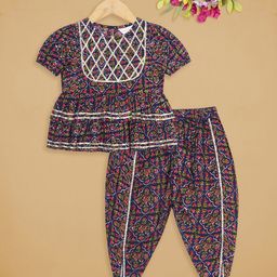 Budding Bees Girls Floral Printed Cotton A-Line Top with Dhoti Pant-picture-42