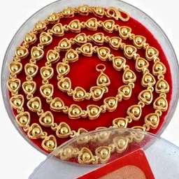 hn jewellery One Gram Gold Plated Imported Heart Designer Chain 24 Inch Long Chain For Women Gold-plated Plated Brass Chain-picture-23